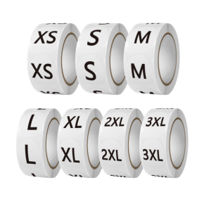 Roll Single Color Printed Clothing Size Round Sticker